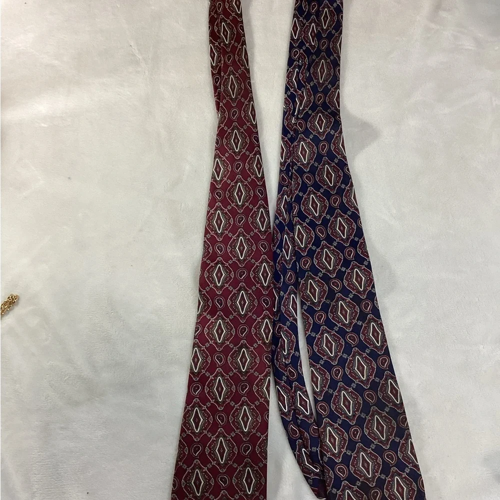 Dior Maroon and Dark Blue Geometric Ties